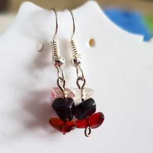 Silver Tone Hook Quartz and Agate Chip Dangle Earrings Tony Alexander Jewelry